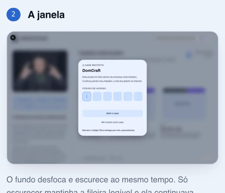 Fase 2, A janela: a janela do DomCraft aberta sobre o fundo desfocado, com as seis células ainda vazias.